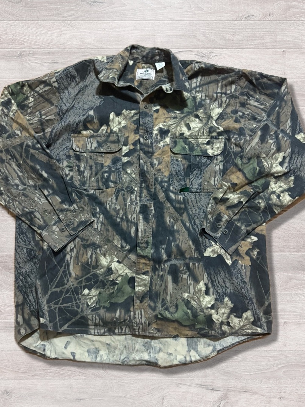 Vintage Mossy Oak Shirt Mens XL Camo Break Up Long Sleeve Hunting Outdoors USA